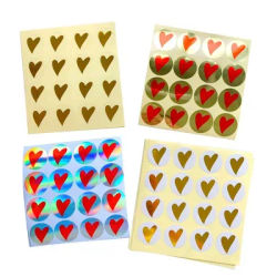 160Pcs/pack Hot Stamping Bronzing Love Heart Sealing Sticker For Baking DIY Gifts Package Label Kids Stationery Stickers