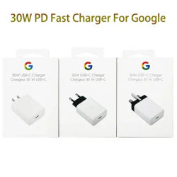 EU/US/UK 30W USB-C Charger for Google Pixel 9 Pro XL 8 7 6 4 Pro 8A 7A 6A 5A PD Fast Wall Charging