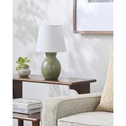 Salgareda 15"H x 8"W x 8"D Cottage Green/White/Translucent Table Lamp - Boutique Rugs