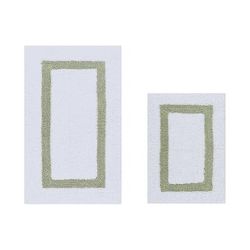 Hotel Collection 100% Cotton 2 Piece (17" X 24" | 21" X 34") Bath Rug Set by Brylane Home in White Sage