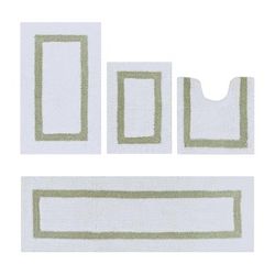 Hotel Collection 100% Cotton 4 Piece (17" X 24" | 20" X 20" | 21" X 34" | 20" X 60") Bath Rug Set by Brylane Home in White Sage