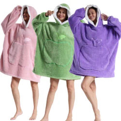 Couverture surdimensionnée à capuche pour femmes et hommes, sweat-shirt d'hiver en polaire Sherpa avec manches, rose, vert, violet