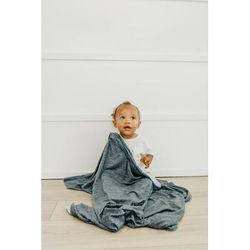 Copper Pearl Knit Swaddle Blanket - Denim