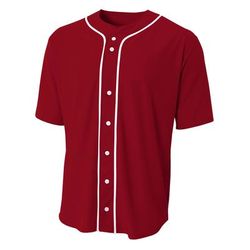 A4 N4184 Athletic Shorts Sleeve Full Button Baseball Top in Cardinal size Small | Cotton/Polyester Blend A4N4184