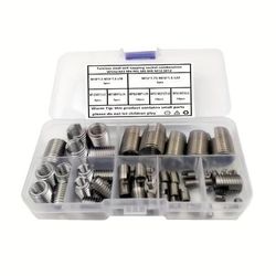 TEMU 50pcs Quick Thread Inserts With Storage Box, Stainless Steel Internal Thread Self Tapping Thread Insert Kit M3 M12 Self Tapping Thread Insert Thread Reinforcement Repair Tool