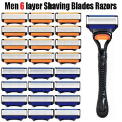 NEW 4-25 Pcs Comb Men's Razor Fusion Pro Power Shaving Shaver Male Face Beard Hair Trimmer 6 Layer Blades Replacement Refills