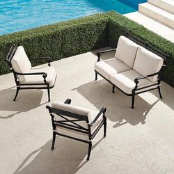 Carlisle 3-pc. Loveseat Set in Onyx Aluminum - Standard, Glacier - Frontgate