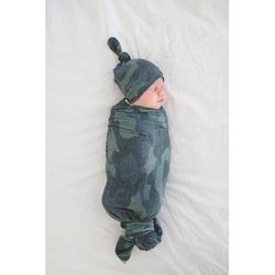 Copper Pearl Knit Swaddle Blanket - Hunter