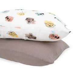 Little Unicorn Cotton Muslin Toddler Pillowcase, 2 Pack - Watercolor Critters