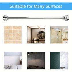 TEMU Tension Rods Extendable Stainless Steel Shower Pole 65-100 Cm Telescopic Net Voile Shower Curtains Rail With No Drilling Rod Adjustable Hanging Rail For Bathroom Wardrobe Window