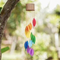 Summer Blast,'Handcrafted Bamboo and Glass Wind Chime in Rainbow Hues'