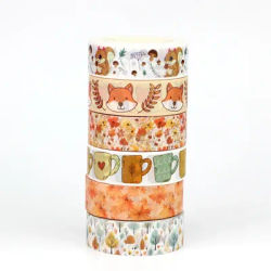 NEW 1PC 10M Decor Mushroom Squirrel Orange Leaves Autumn Washi Tape Set for Scrapbooking Masking Tape Cute Journaling Stationery