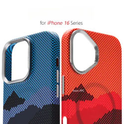Abstract Grid Relief Carbon Color MagSafe Case for iPhone 16 15 14 Pro Max Hard PC Shell Plaid
