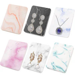 50pcs Marble Earring Necklace Display Card Paper Holder for Jewelry Selling Small Business Packaging Supplies Bulk Wholesale