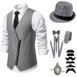 Anni Ruggenti Anni 1920 Retrò Vintage Abiti Gilet Set di accessori Gentiluomo Costume Per uomo Halloween Carnevale Capodanno Festa / Sera Mascherata Vigilia di Capodanno Adulti Cravatta Gilet Altri