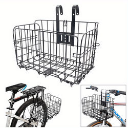 TEMU Foldable Bicycle Front Rear Bike Basket Extra Storage Baskets Quick Release