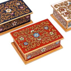 Fancy Florals,'Reverse Painted Glass Floral Decorative Box from Peru'