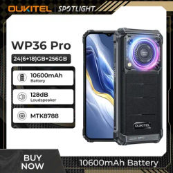 Oukitel WP36 PRO Rugged Smartphone Android rugged phone 126dB Speaker 10600mAh Battery Up to 24GB+256GB 6.52" HD+ screen