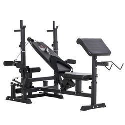 TEMU Multi-exercise Full-body Weight Rack With Bench Press, Leg Extension, Chest Fly Resistance Band &