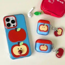 Korea Cute Apple Transparent Blue Soft Earphone Case For AirPods 2 3 4 Pro 2 Bluetooth Earphone