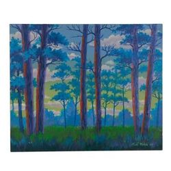 'Nature-Themed Signed Impressionist Acrylic Forest Painting'