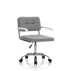 Poltrona da ufficio in acciaio rivestita in pelle sintetica grigia