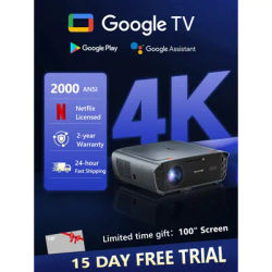 New 4K UHD Android 14 Projector Google Netflix Licensed 5G WiFi Portable Outdoor Home Cinema Beamer 2000 ANSI Video Projectors