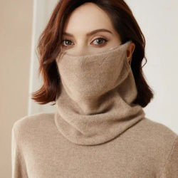 100% laine mério cou plus chaud femmes hiver chaud mode évider couverture Tube écharpe oreille masque faux col automne bandeau
