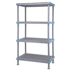 Quantum Food Service QP187250VS-4 Millenia Vented Shelving Unit - 4 Shelves, 72"L x 18"W x 50"H, Gray