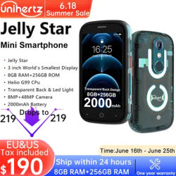 Unihertz Jelly Star Mini Smartphone 8GB 256GB Led Light Unlocked Transparent Backshell Cellphones For Spare Phone