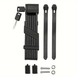 "TEMU High-strength Steel Folding Bike Lock - 34.25" Portable Anti-theft Security For Bicycles, Electric Scooters, Motorcycles & More - Waterproof & Dustproof, Black"