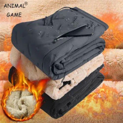 Winter Sweatwear Men Plush Thick Sport Sweatpant Lambswool Thermal Trousers Casual Pants Waterproof Windproof Warm Cotton Pants