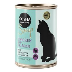 6x100g Chicken & Salmon with Courgettes & Carrots Soup Cosma Wet Cat Food