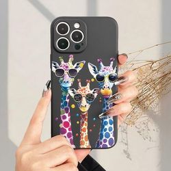 TEMU Phone Case With Giraffes Pattern Uv Printing Matte Soft Phone Degree Protection For Iphone 11 12 13 Promax Xr X/xs 7 8 Plus Se Mini Smartphone