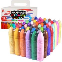 TEMU 48pcs Jumbo Chalk Set - Non-toxic, Washable Chunky Pavement Chalk For Outdoor Play - Chalk For Streets, Yards, Blackboards, Playgrounds, Drawing & Painting