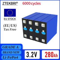 ZTEKBRI 280Ah 3.2V LIFEP04 BATTERY STORAGE ENERGY SYSTEM SOLAR PANNEL RECHARGING FOR DIY 12V 24V 32V 48 PACK BATTERY