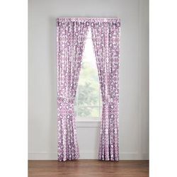 Florence Panel Set with Tiebacks by BrylaneHome in Mauve Orchid Tile Curtain