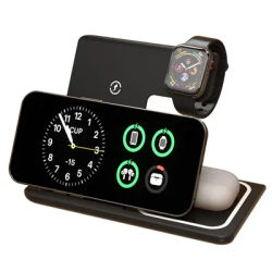 4 In 1 Wireless Charger LED Light Phone Stand For iPhone 16 15 14 13 12 Apple Watch 8 7 6 AirPods