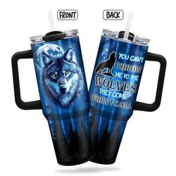 TEMU 40oz Wolf-themed Stainless Steel Tumbler - Double Wall Insulated Travel Mug For Coffee & Water, Perfect Gift For Wolf Enthusiasts, - Ideal For Car, Outdoor Use, Christmas & Thanksgiving