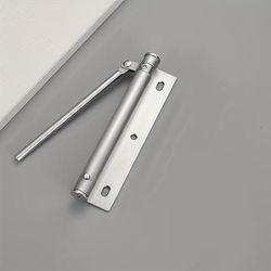 TEMU 1pc Light Stainless Steel Automatic Door Closer, Adjustable Door Closing Spring Device Silent , Hidden Closing Mechanism, Suitable For Residential Use, With Screw Accessories