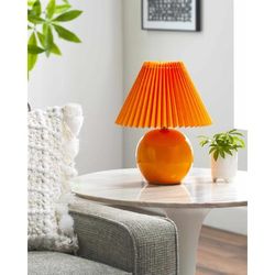 Shcheglovo 12"H x 10"W x 10"D Cottage Blue/Orange/White/Translucent Table Lamp - Boutique Rugs