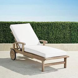 Cassara Chaise Lounge with Cushions in Weathered Teak - Quick Dry, Vista Boucle Seasalt - Frontgate