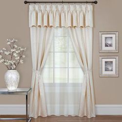 Wide Width Claire 6-PC Window Set by BrylaneHome in Ivory (Size 55" W 63" L)
