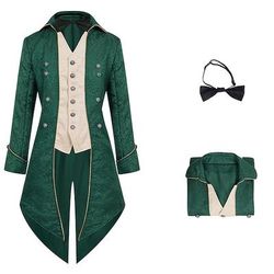 Punk Gotico Medievale Rinascimento Cappotto Giacca Frac Ebenezer Scrooge Dickens Principe Elfo Nobile Costume Per uomo Reale Stile Steampunk Natale Halloween Mascherata Evento / Festa Mascherata