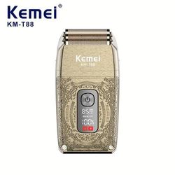 TEMU Kemei Oscillating Electric Shaver With A Metal Engraved Body, Lcd Screen Display, 3d Net That Conforms To , Professional Blade Head, - Shaving, And A Dual-use For Bald Heads, Model Km-t88.