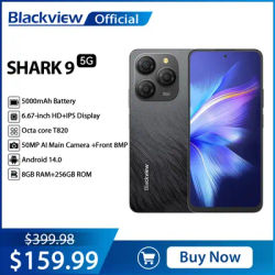 Blackview SHARK 9 5G Smartphone 6.67'' HD Display,T820 Octa core,8GB+256GB,50MP AI Camera Phone 5000mAh 18W Fast Charging NFC