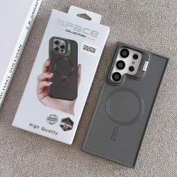 Titanium gray lens frame holder magsafe charging phone case for Samsung Galaxy S24 S23 S22 Ultra