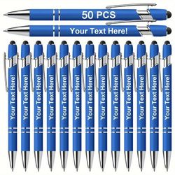 TEMU 50pcs Custom Engraved Metal Ballpoint Pens With Black Ink For Smooth Writing, Used As Gifts For Teachers, Colleagues, Or As Customized Marketing Gifts For Companies