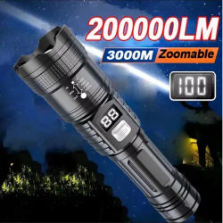 High Strong Power Led Flashlights 20000LM Portable Tactical Emergency Torch Type-C Rechargeable Camping Fishing Zoom Lantern