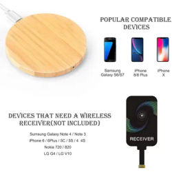 Chargeur sans fil en bois bambou 15W 10W, tapis de charge rapide pour iPhone 15 14 13 12 mini 11 Pro Max Samsung Galaxy AirPods Pro 2 Oppo